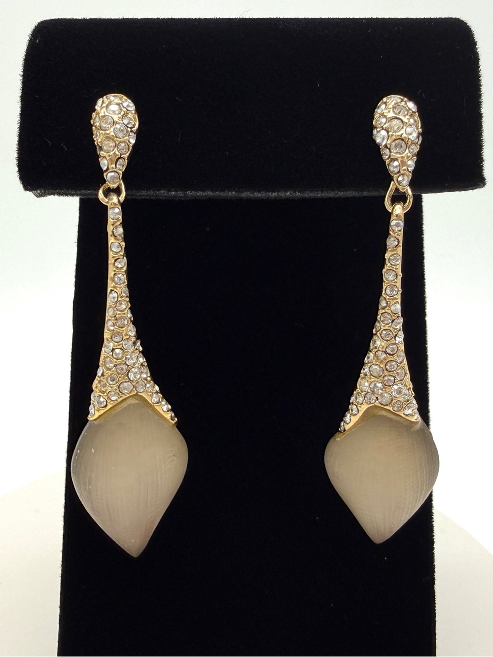 Alexis Bittar Lucite Crystal Pavé Drop Earrings Gold Tone